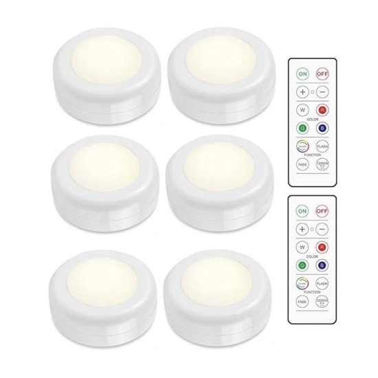LED-spotlights 6-pack med 2 fjärrkontroller - Klicka på bilden för att stänga