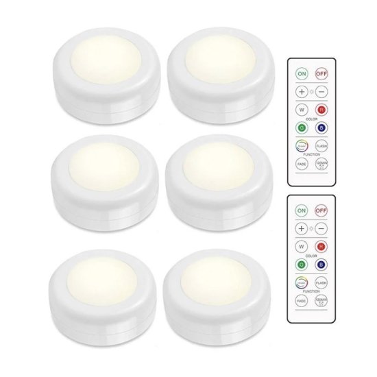 6 st LED-spotlights (2 fjärrkontroller) - Klicka på bilden för att stänga