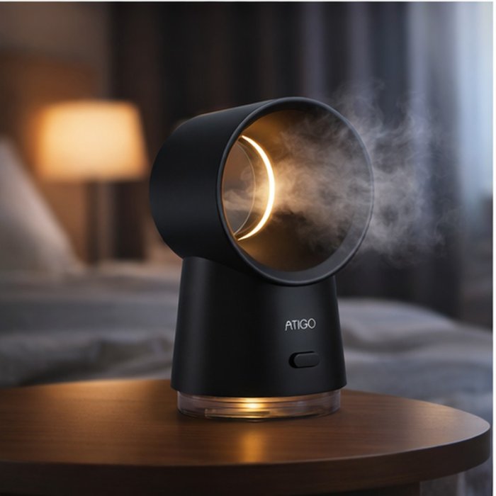 Bladlös bordsfläkt med svalkande dimfunktion