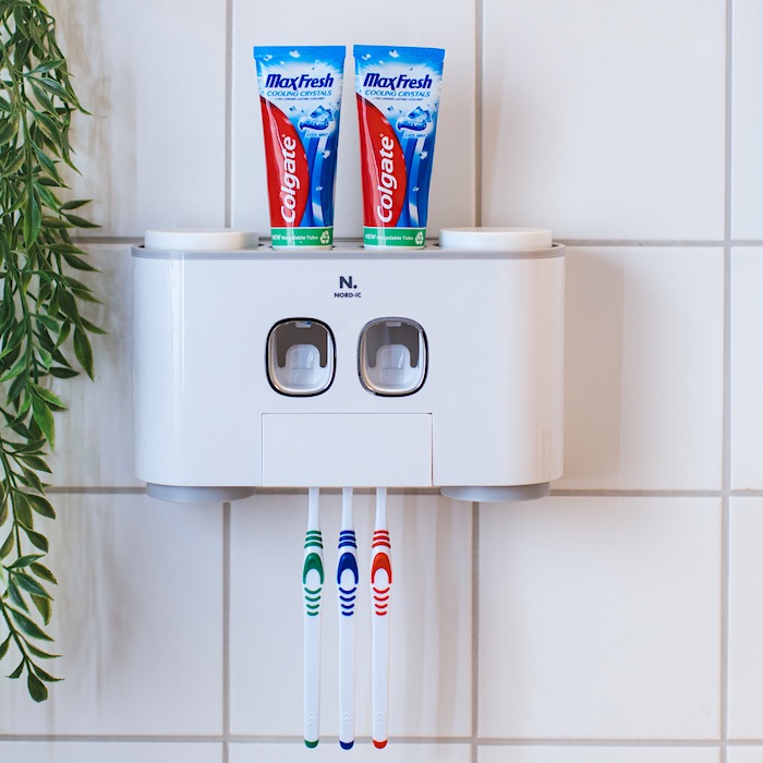 Tandborsthållare - Automatisk tandkrämsdosering - Klicka på bilden för att stänga