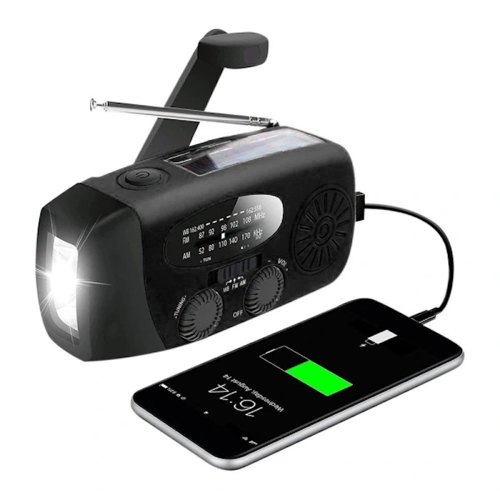 Vevradio med Solceller & Powerbank